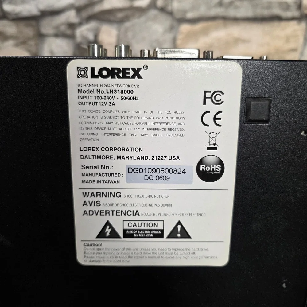 Lorex Edge LH318000 Series DVR Surveillance Recorder H.264 Security 8 Channel